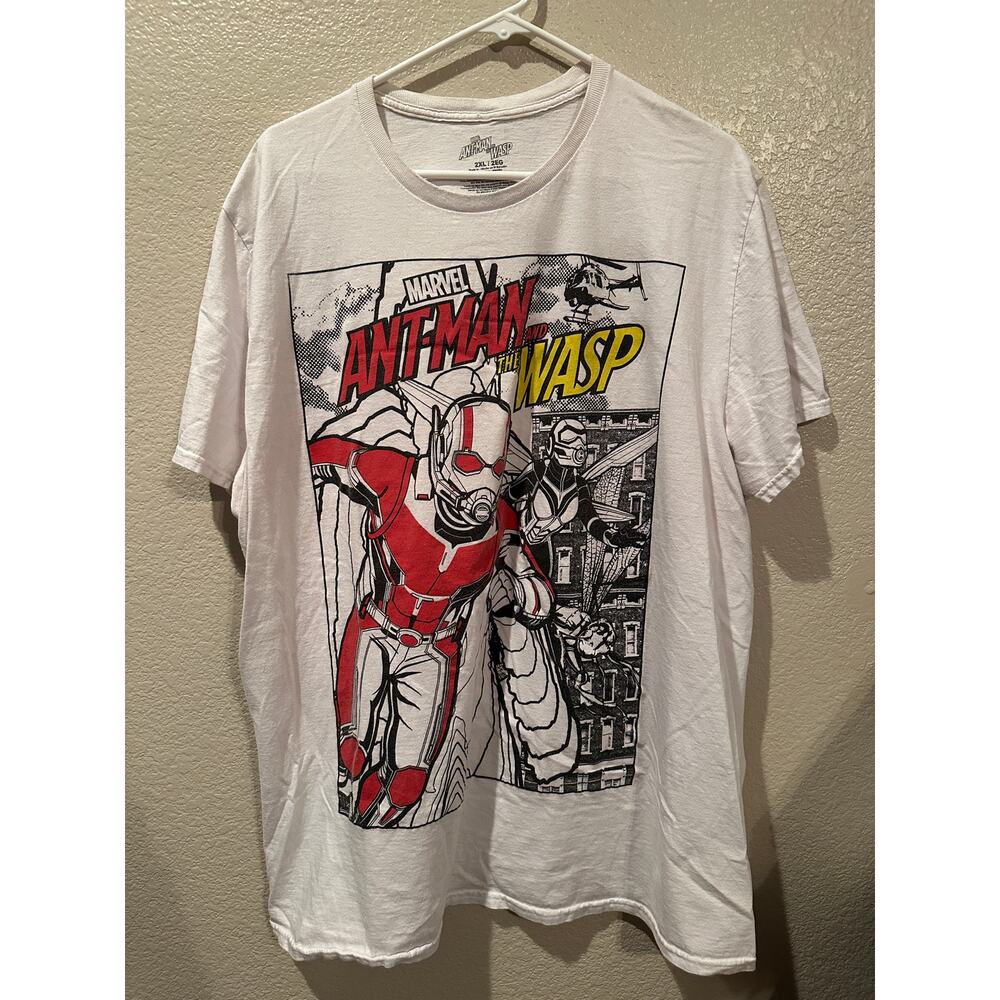 Disney Marvel Avengers Ant-man and the Wasp White Comic Book Style Tee 2XL